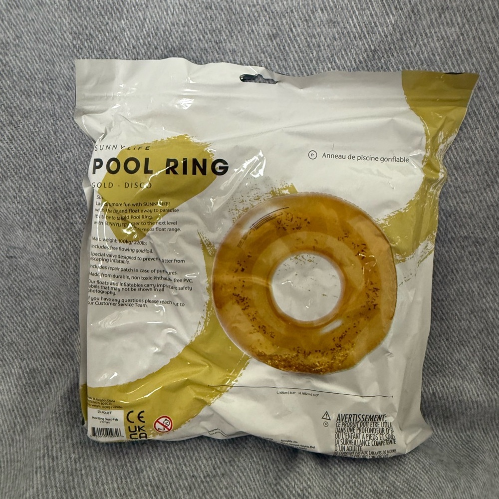 Sunnylife Gold Inflatable Pool Ring - Picture 2 of 2